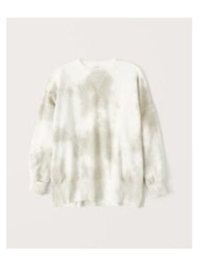 Abercrombie & Fitch Split Hem Crewneck Sweatshirt - Taupe & Cream